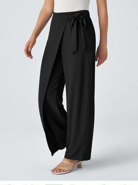 Halara Flex™ High Waisted Tie Side Wide Leg Work Pants L